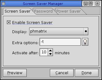 Screensaver options - Screensaver tab